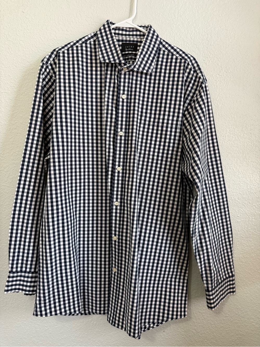 Jachs Navy & White Gingham Button-Down Dress Shirt